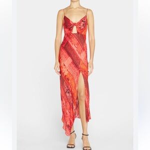 Alice + Olivia Harmony Drapey Asymmetrical Midi Dress